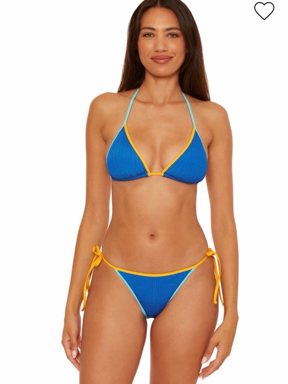 BECCA Blue Bikini with Yellow Trim and Aqua Straps